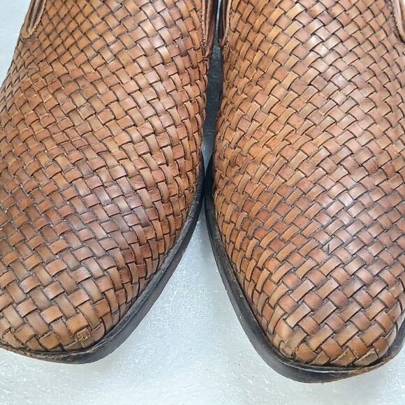 Saks Fifth Avenue Woven Leather Slip-On Loafers Mens 10 Made in Italy Good Cond - Picture 10 of 16